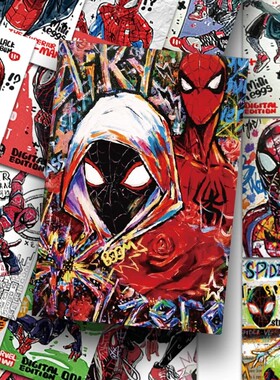 192张蜘蛛侠手绘涂鸦贴纸迈尔斯格温创意手账手机壳装饰防水贴画