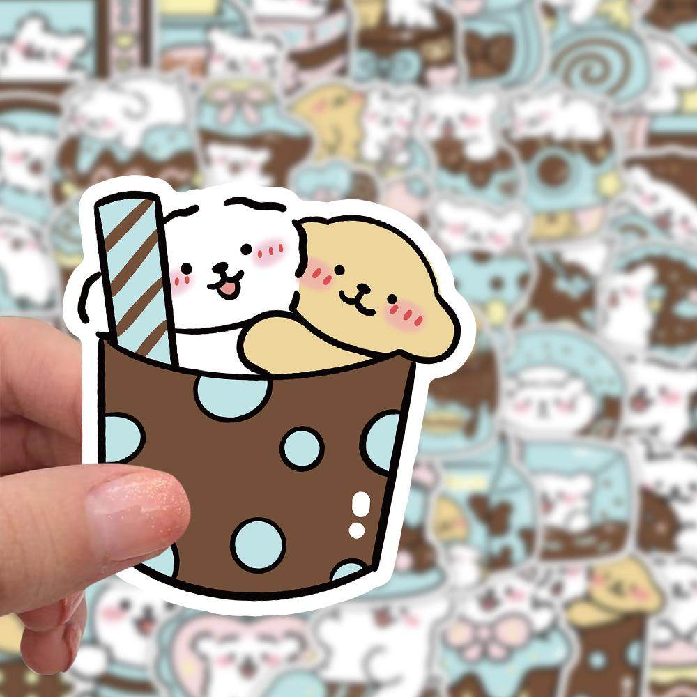 薄巧线条小狗贴纸可爱呆萌喜庆