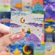 177张油画棒小王子贴纸ins清新插画治愈手机风景手账防水装 饰贴画