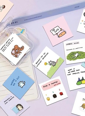 186张ins风cute小动物英文简约插画贴纸diy手账笔记本装饰贴画