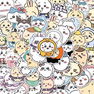 60张卡哇卡哇贴纸chiikawa头像装饰卡通防水手机壳水杯素材小贴画