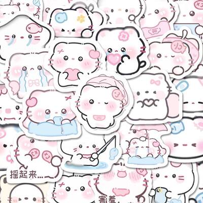 130张雨雾小猫表情包贴纸软萌卡通可爱图案创意笔记本手账diy标签