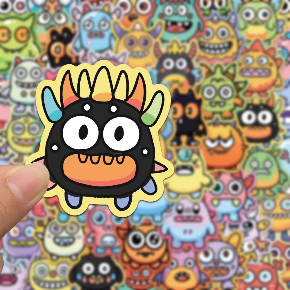 可爱卡通小怪兽贴纸防水
