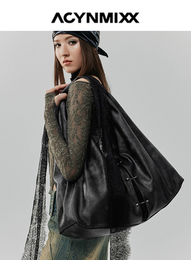 Acynmixx复古擦色蕾丝包大容量单肩托特包女小众设计通勤斜挎包