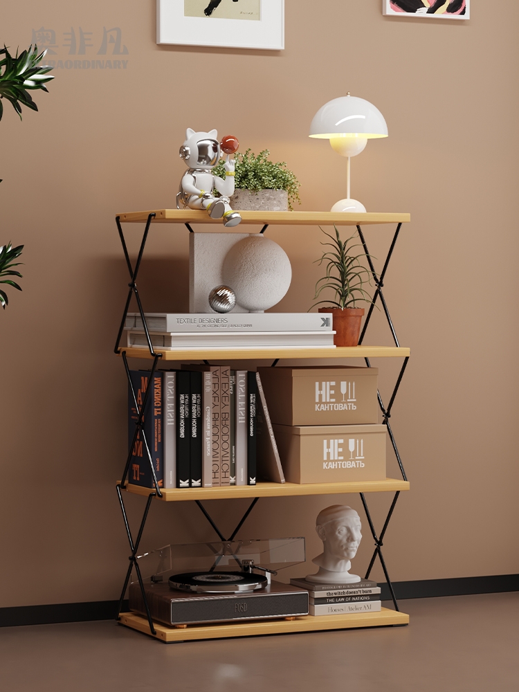 日式置物架落地收纳架客厅靠墙窄边架入户玄关鞋架家用储物书架