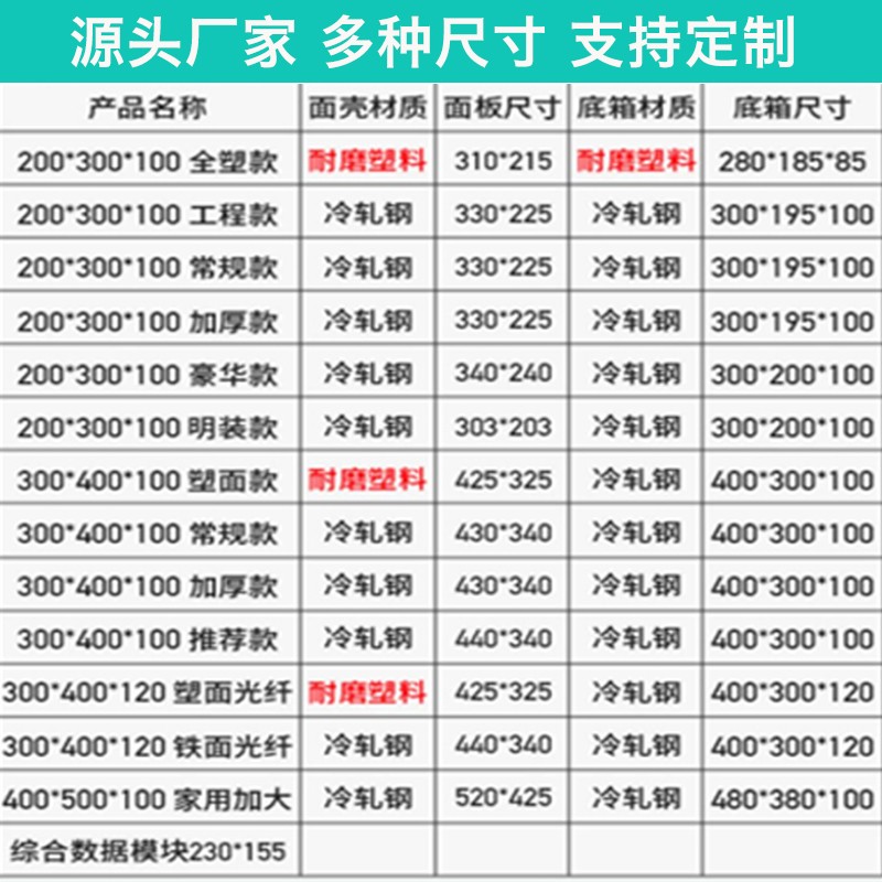 家用多媒体光纤箱信息箱各种规格配电箱加厚大结实耐用弱电集线箱