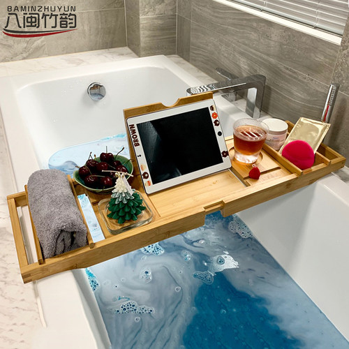 欧式防滑伸缩浴缸架可调节浴盆木桶浴缸支架竹卫生间泡澡置物架板