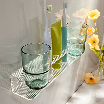 卫生间电动牙刷置物架厕所免打孔漱口杯壁挂式亚克力洗漱台收纳架