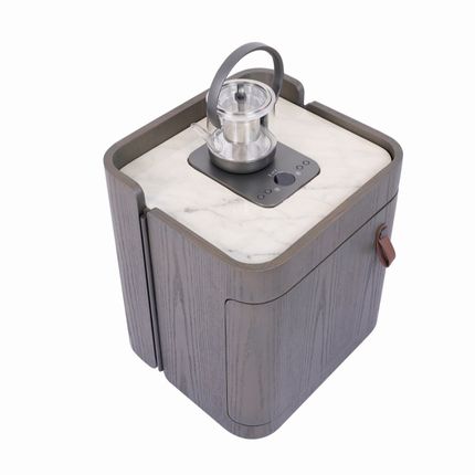 大理石实木移动小茶车办公家用阳台茶台茶桌简约现代轻奢感