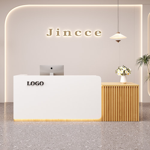 吧台收银台美容院轻奢高级感前台柜培训机构前台桌酒店公司接待台