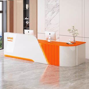 收银台店铺小型吧台桌柜圆弧美容院理发店服装超市转角前台接待台