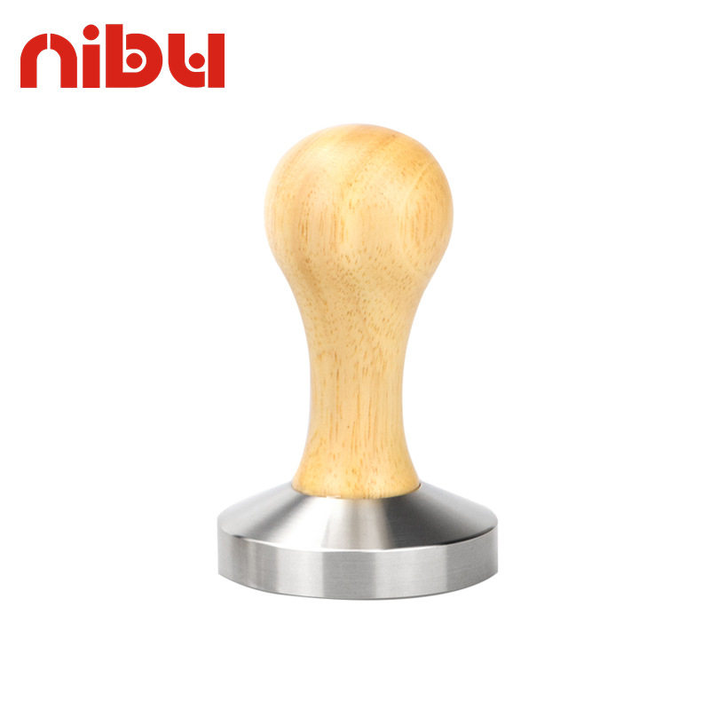 304不锈钢咖啡压粉器橡木压粉锤咖啡配套填压49 51MM(特价清仓）