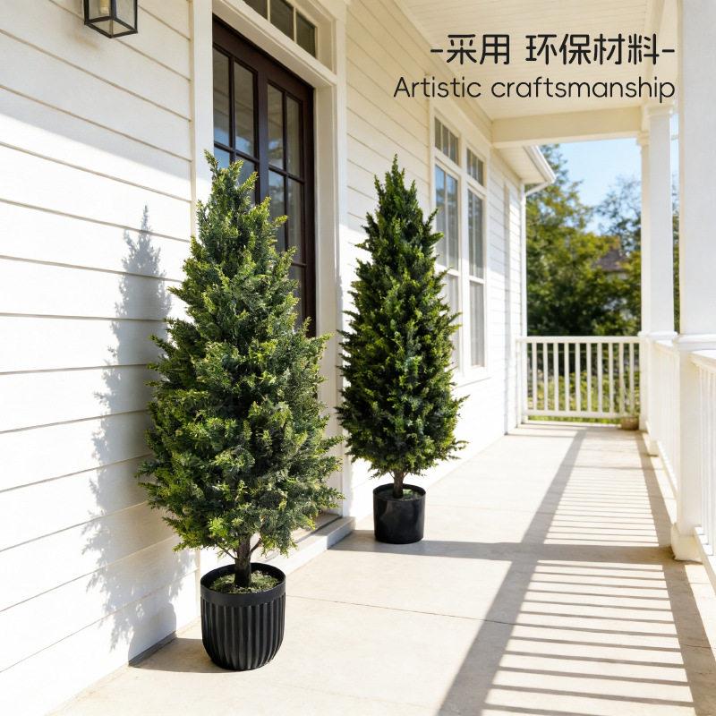 跨境仿真松柏盆栽圣诞造景室内庭院玄关松柏地插装饰人绿造级植感图片