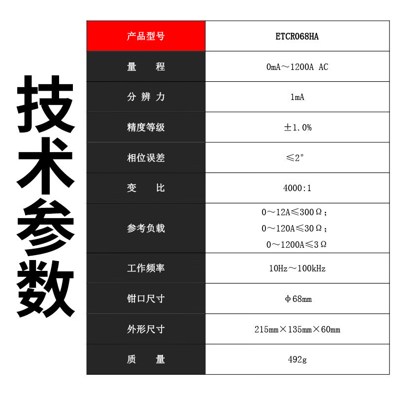 铱泰ETCR068HA钳形高压电流互感器10KV电流互感器 ETCR068HA