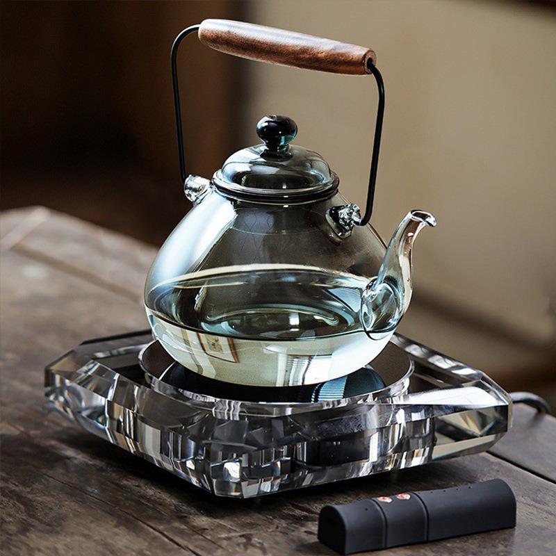 水晶电陶炉静音煮茶炉套装玻璃烧水壶泡茶专用无线遥控智能煮茶器