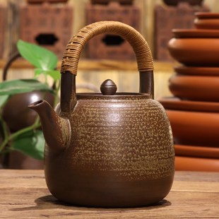 高窑温柴烧老岩泥提梁煮茶壶户外露营潮汕工夫茶炭炉电陶炉烧水壶