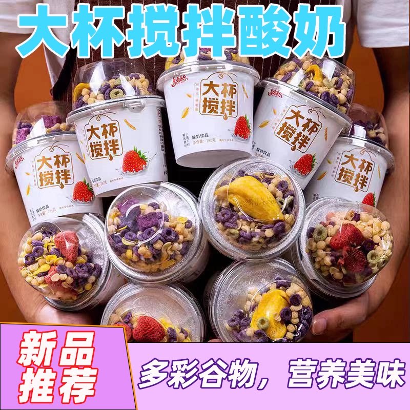 大杯搅拌酸奶杯拌多彩坚果整箱冻干草莓菠萝蜜网红营养早餐代餐杯