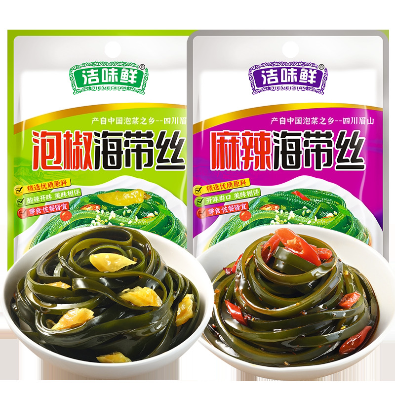 麻辣海带丝108g大包装香辣下饭菜泡椒味海带开袋即食榨菜整箱批发