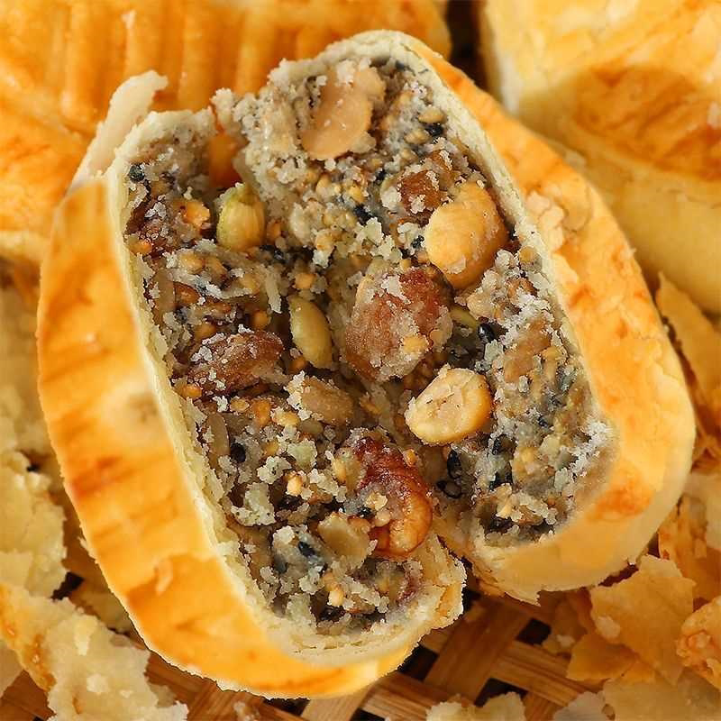 正宗黄庄手工酥皮大月饼老式五仁咸蛋黄红豆板栗特紫薯产零食批发