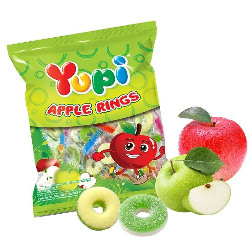 YUPI优皮草莓芒苹果汁味造型软糖印尼网红糖橡皮糖儿童解馋小零食