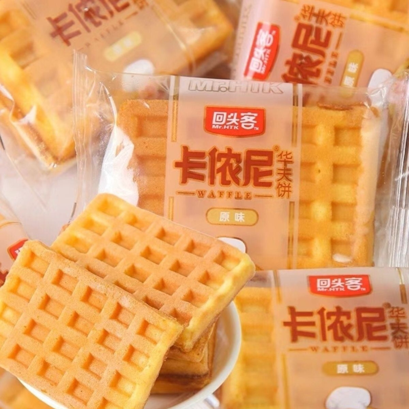 回头客卡侬尼华夫饼5斤整箱卡侬尼华夫格面包早餐新日期批发