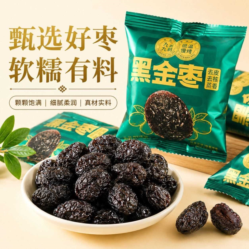 黑金枣去核熟制蒸枣软糯独立包装干净卫生携带便利