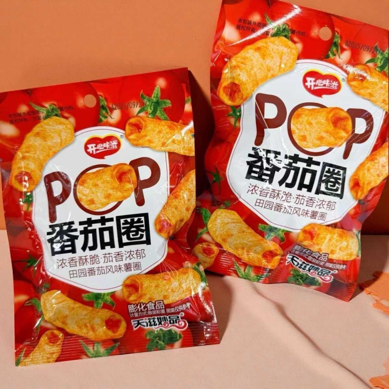 开心咔滋番茄圈彩虹薯条膨化食品宿舍小卖部经典解馋童年零食批发