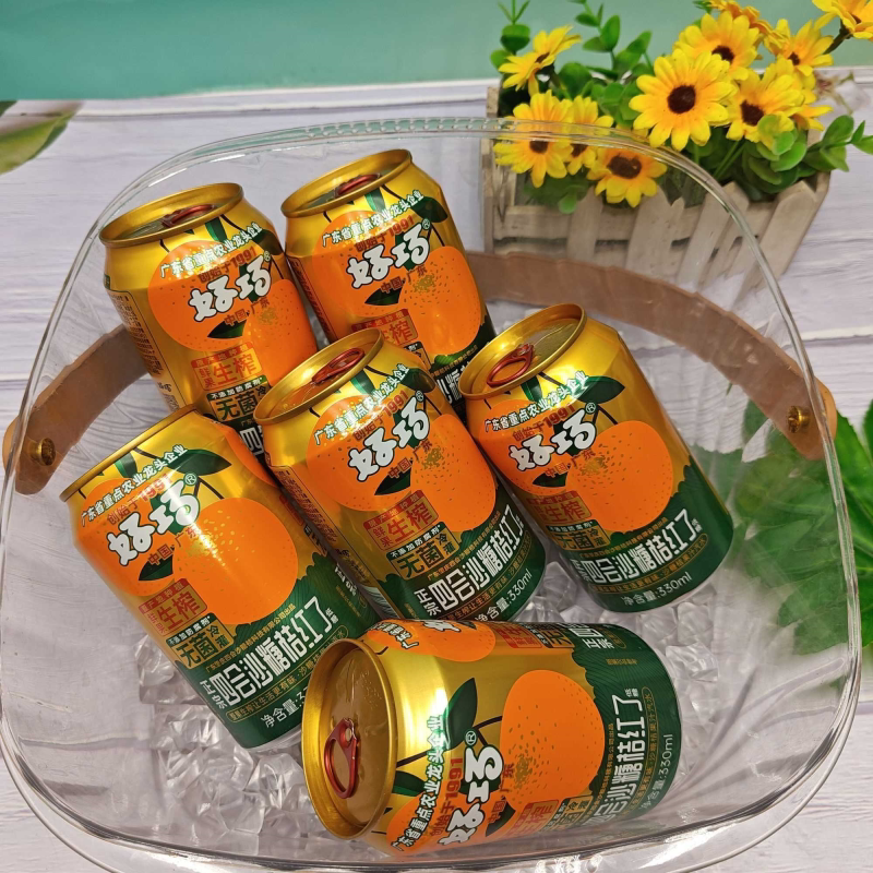 沙糖桔四会生榨果汁汽水330ml*6听网红桔汁果味饮料