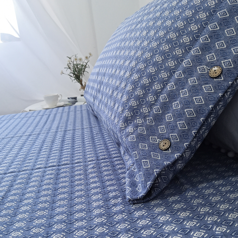 好货!纯棉提花加厚老粗布凉席加厚加密床单三件套凹凸有致透气