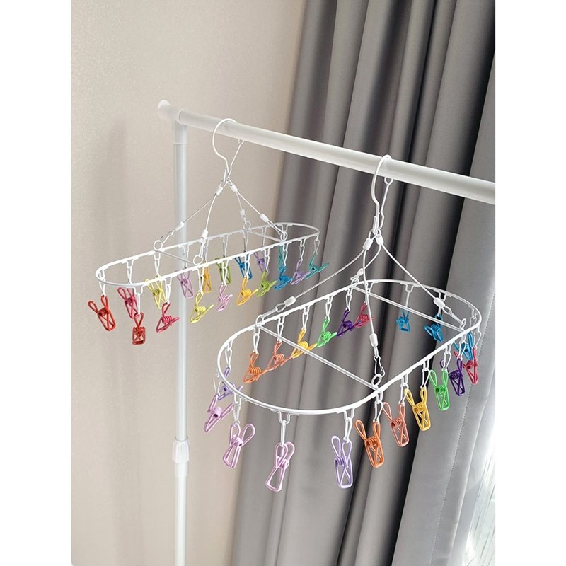 彩色多夹子晾衣架家用省空间学生儿童晒袜子防风宿舍神器挂钩袜夹