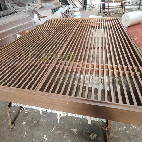 2023新款仿木铝合金屏风隔断背景墙展厅格栅屏风连锁店招定制加工