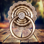 大拉环 纯铜木门把手单孔拉手加粗带福字老式 仿古铜门环明装 新中式