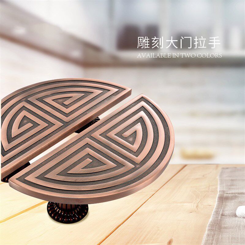 豪华雕刻双开门大门拉手 青红古铜色仿古拉手 别墅门木门中式把手