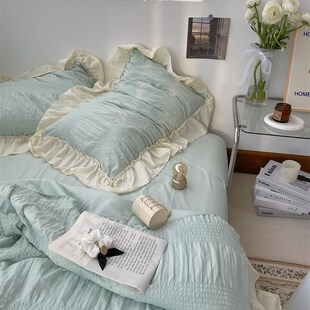 少女心水洗皱皱纱夏被四件套夏凉被空调被 风轻轻吹过 梨梦 夏天