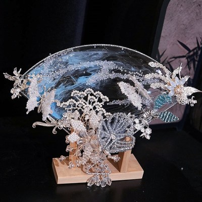 中西式婚礼喜扇晨袍折扇新娘结婚出嫁秀禾团扇diy材料包高级简约