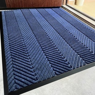 蓝色入户门新款地垫深蓝色入门脚垫家用门外地毯室外门口防滑门垫