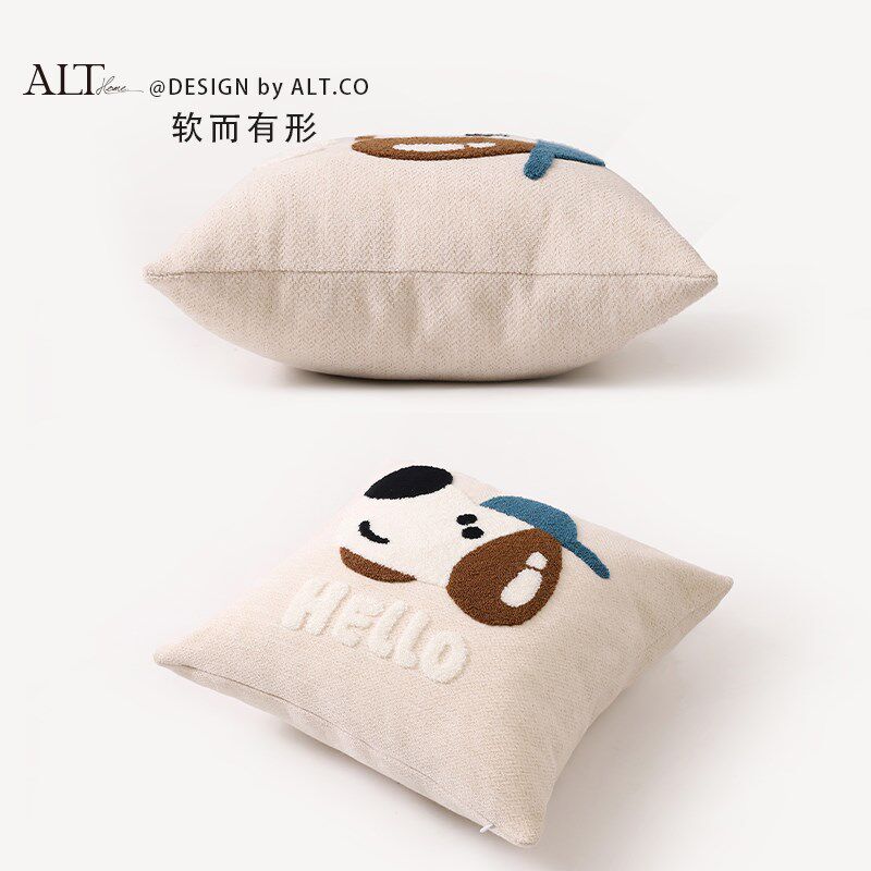 奶油风沙发抱枕套不含芯客厅轻奢高级感卡通方形靠枕床上可爱靠背