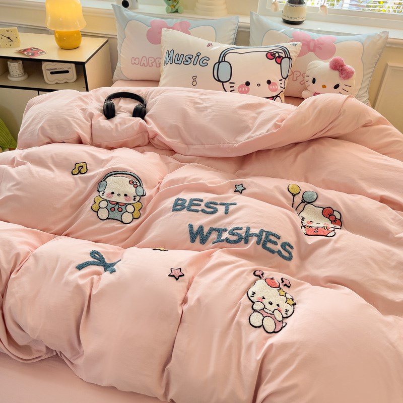 A类母婴全棉毛巾绣被套单件150x200x230学生宿舍床单人三件套