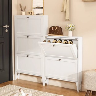 bizoe佰卓12.2cm超薄钢制鞋柜家用门口新爆款室内翻斗落地15.2