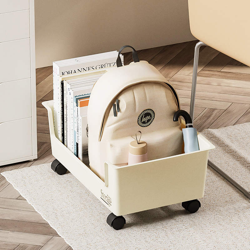 书包置物架工位放包神器办公室滑轮宿舍收纳盒桌下学生移动小推车