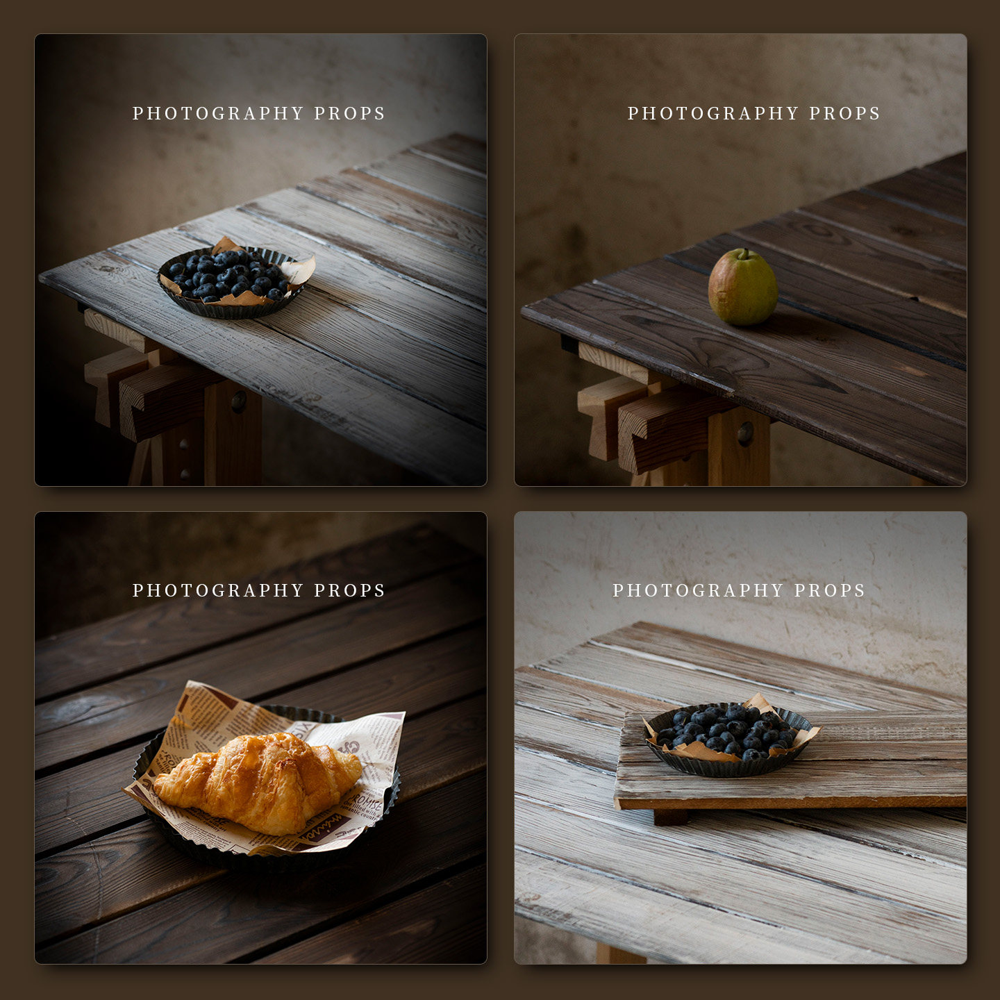 美食拍照木板复古做旧实木高级感桌面摄影菜品造景背景板拍摄道具