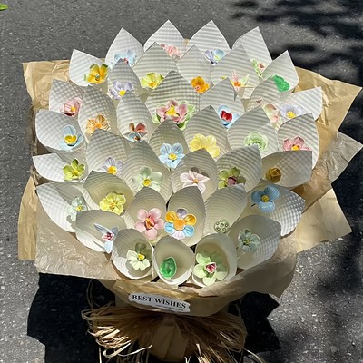 一岁一礼陶瓷花束景德镇陶瓷花手工diy家居装饰永生花送朋友礼物