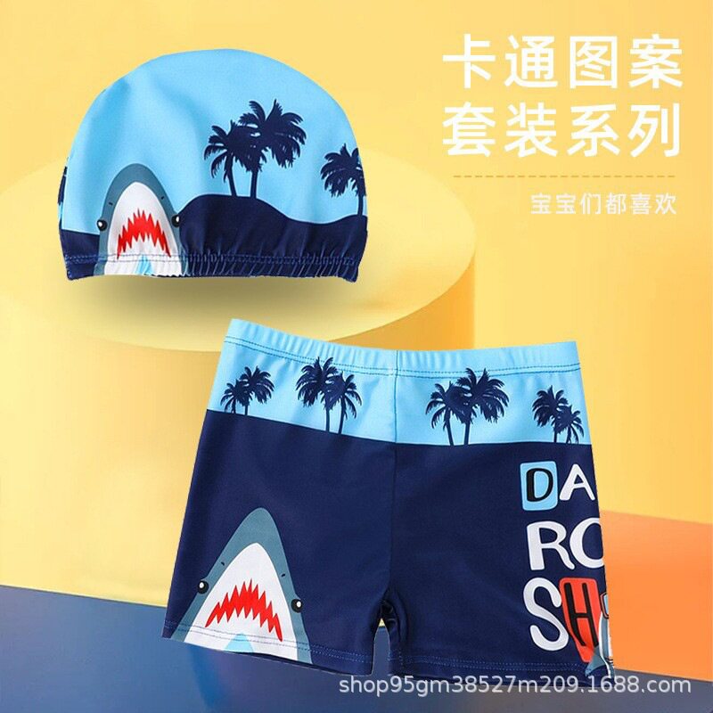 儿童泳裤男童游泳衣卡通平角速干