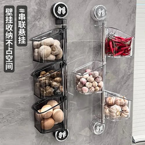 抢！【工厂价】双吸盘旋转葱姜蒜收纳盒壁挂式农用物资肥料单质