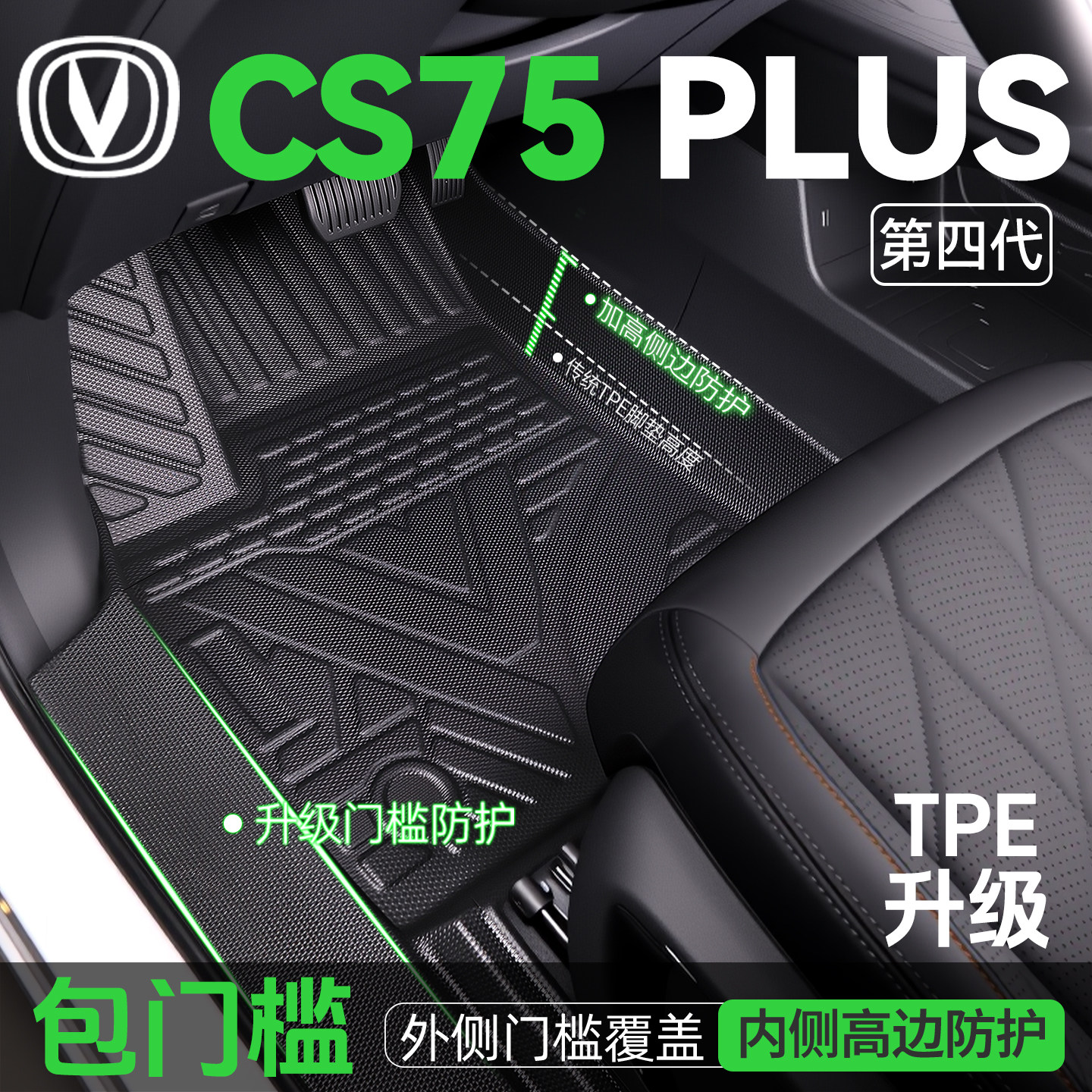2026款长安cs75plus脚垫专用TPE全包围汽车配件大全用品四代/三代