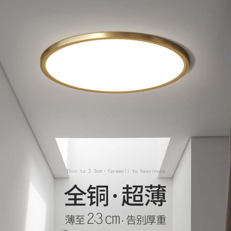 2024新款超薄全铜吸顶灯led超亮防蚊虫防潮三色遥控阳台卧室灯具