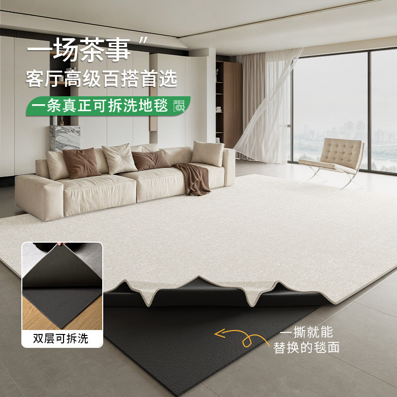 可拆洗地毯客厅2025新款卧室家用可机洗免打理大面积全铺轻奢高级