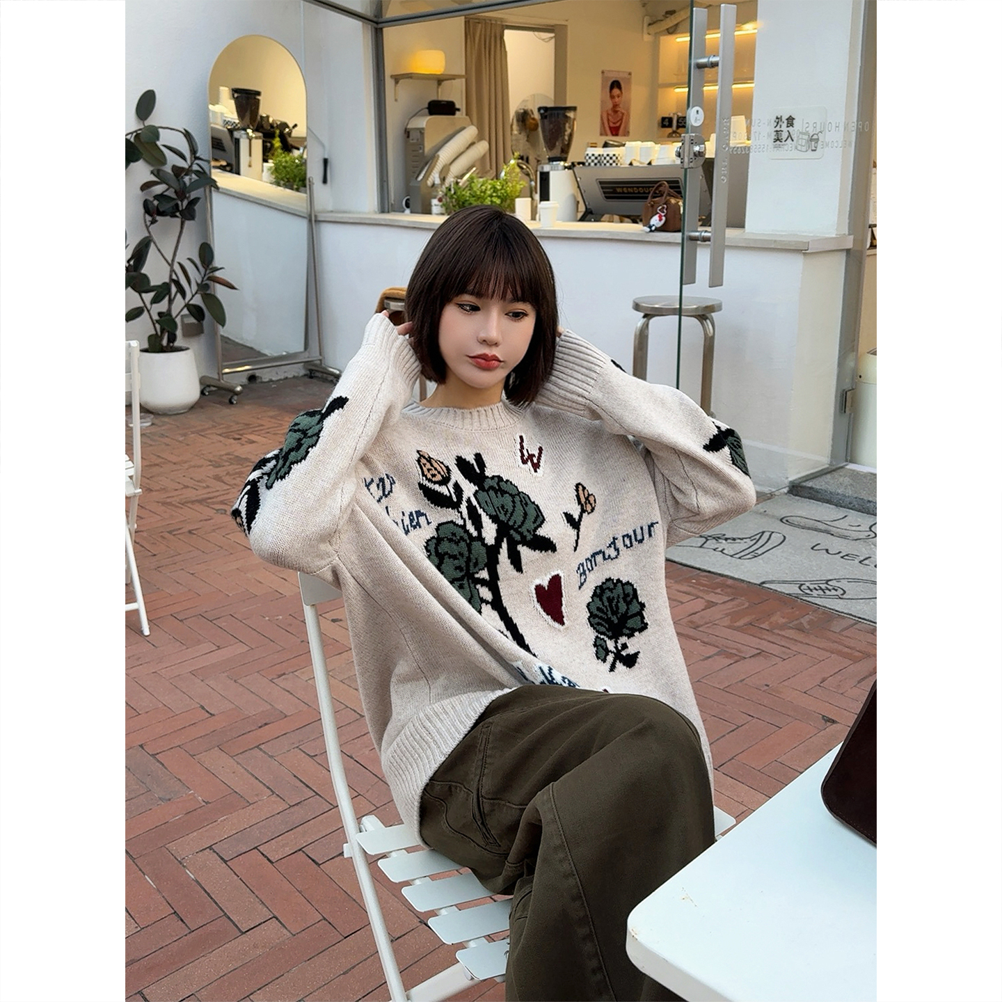 100%美莉诺羊毛宽松套头保暖毛衣