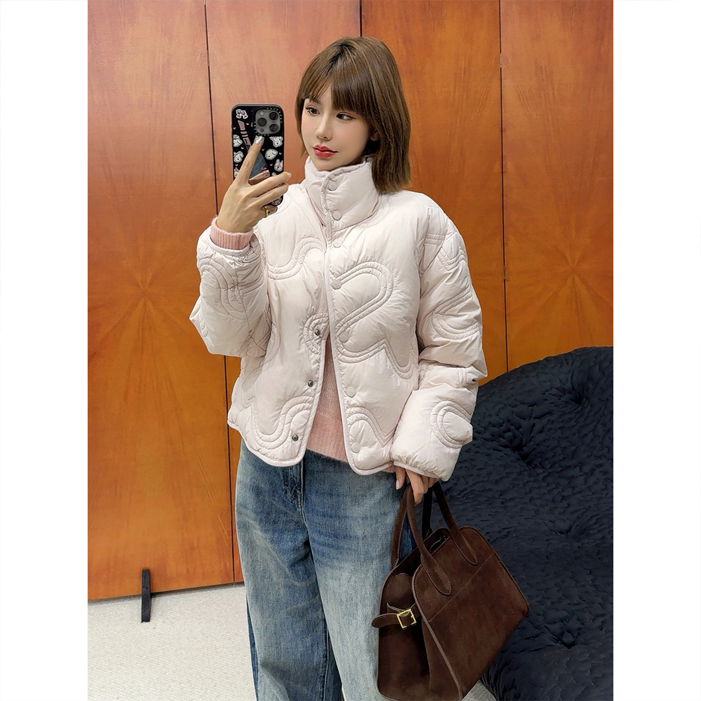 ASBR【90鸭绒】2025秋冬新款立体压线花纹短款羽绒服小个子外套女,女装/女士精品,羽绒服,淘宝优惠券,粉丝福利购,淘宝优惠卷