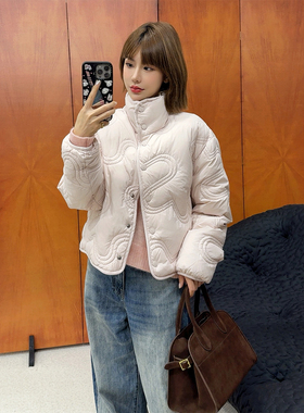 ASBR【90鸭绒】2025秋冬新款立体压线花纹短款羽绒服小个子外套女